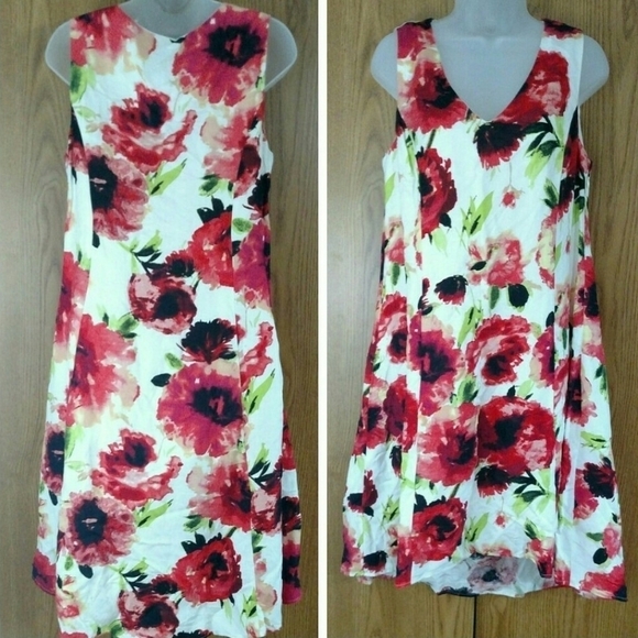 Context Abstract Floral Linen Blend Midi Dress - Picture 3 of 8